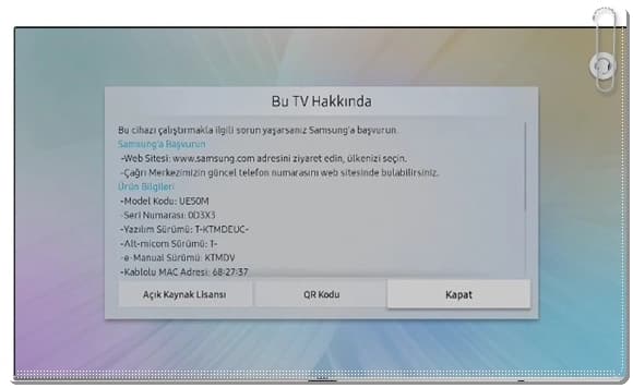 Samsung Smart TV Model Kodu ve Seri Numarası Nasıl Bulunur?